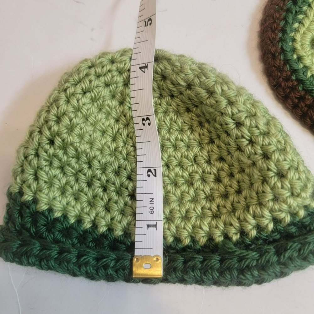 Crochett Turtle Costume, Newborn Baby,  Green w/Brown Trim, Hat & Cover - Picture 11 of 11